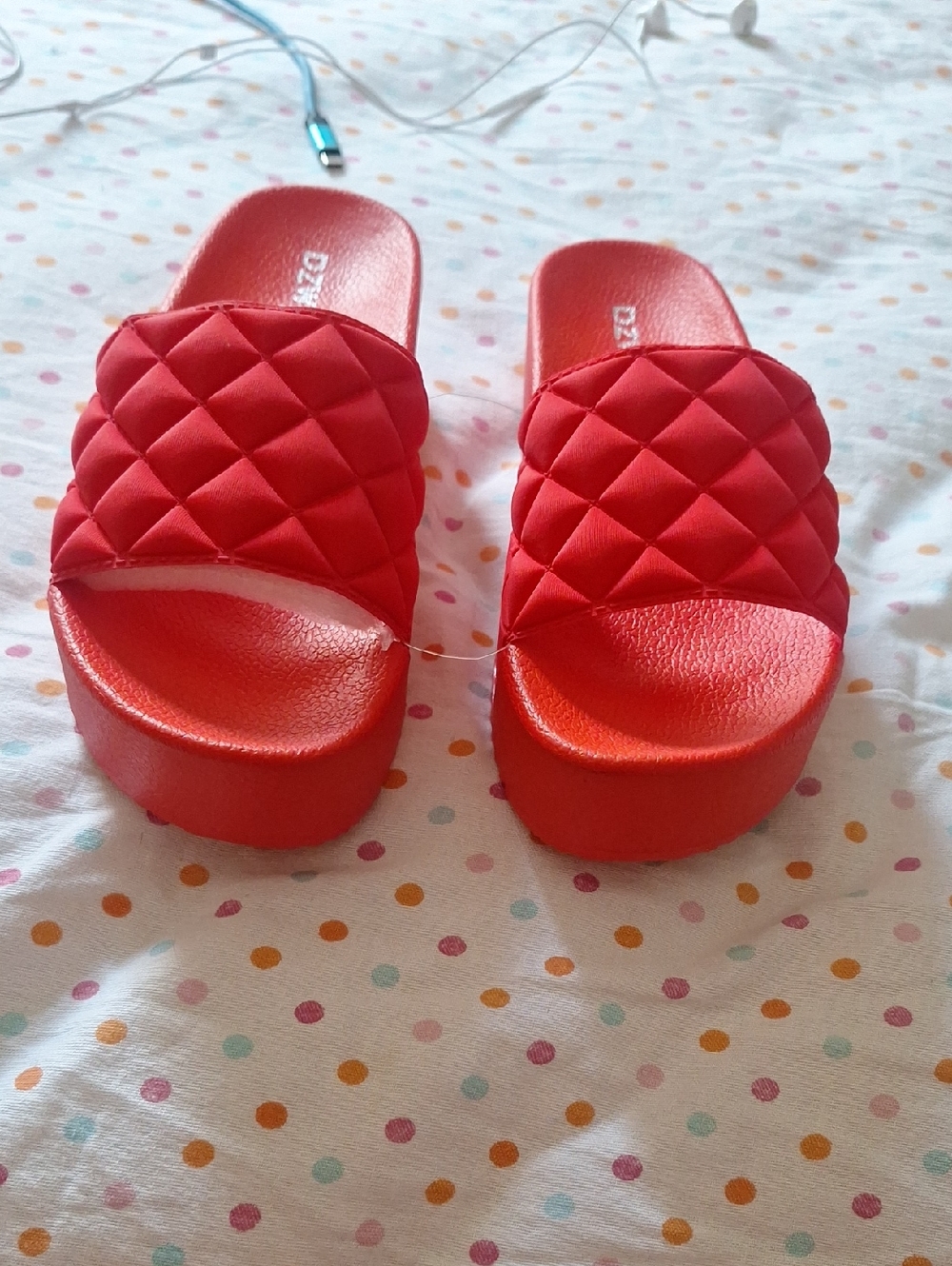 Women's Quilted Slide Sandals - Red